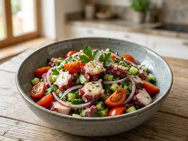 Salade de poulpe tendre au citron et persil - Photo de présentation
