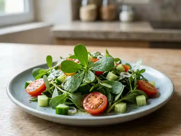Salade fraîche de pourpier sauvage aux saveurs estivales - Photo de présentation