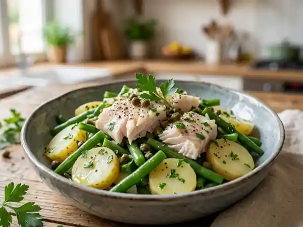 Salade de raie fondante et haricots croquants - Photo de présentation