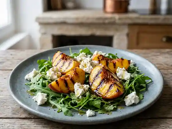 Salade de Pêches Grillées et Chèvre Frais Crémeux - Photo de présentation