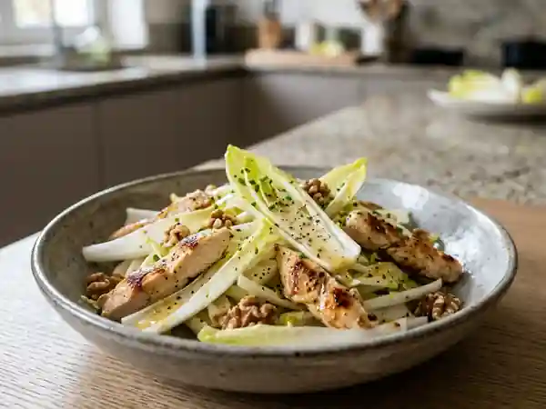 Salade d'endives croquantes au poulet et miel - Photo de présentation