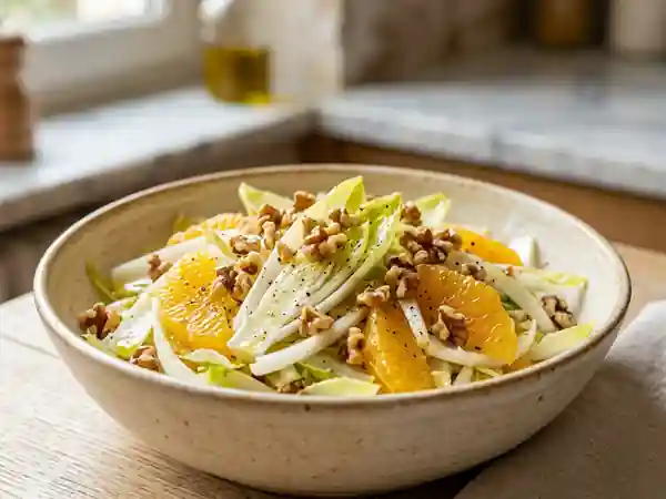 Salade fraîche d'endives croquantes et oranges juteuses - Photo de présentation