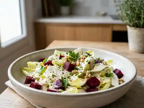 Salade fraîche d'endives et betterave à la crème citronnée - Photo de présentation