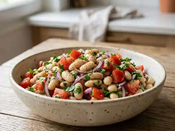 Salade fraîche et gourmande aux haricots blancs - Photo de présentation