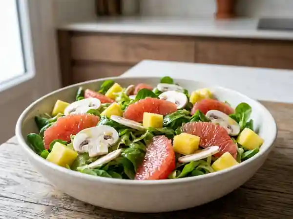 Salade acidulée pamplemousse, ananas et Paris - Photo de présentation
