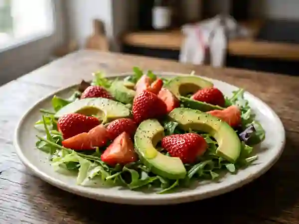 Salade fraîche fraise et avocat - Photo de présentation