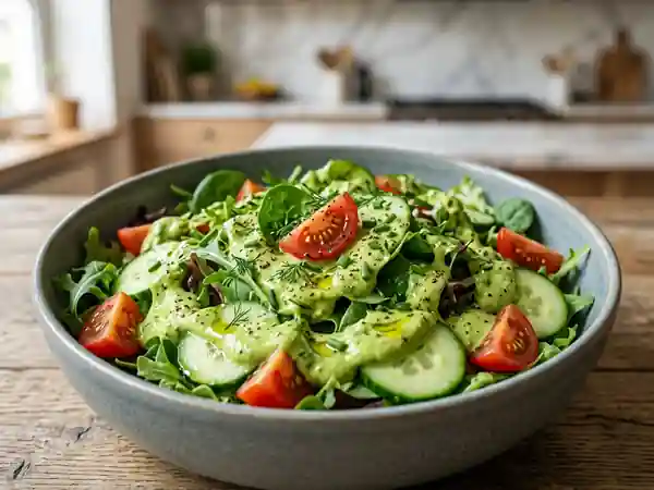 Salade fraîcheur à la sauce onctueuse à l'avocat - Photo de présentation
