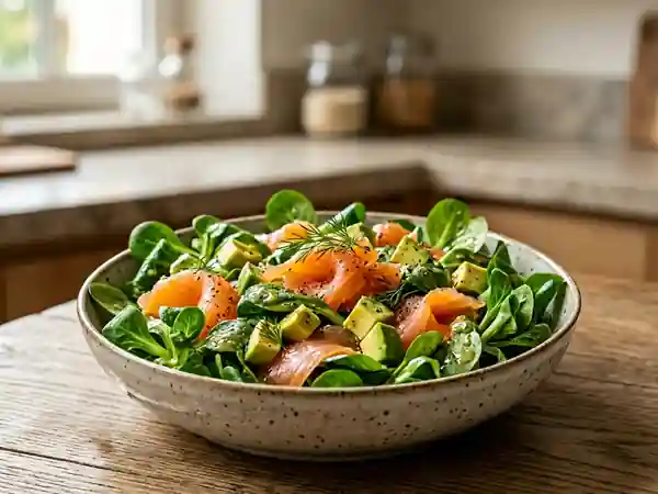 Salade Mâche, Saumon Fumé et Avocat Fondant - Photo de présentation