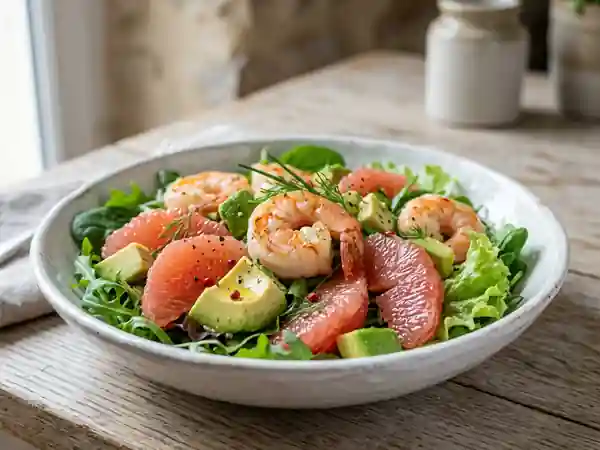 Salade crevettes pamplemousse acidulée et croquante - Photo de présentation