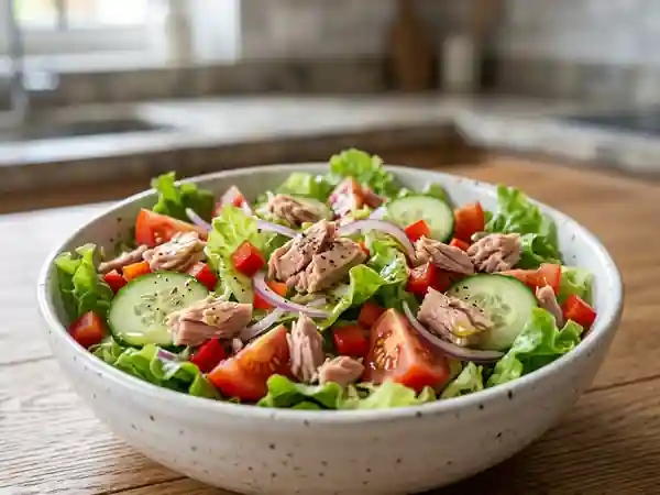 Salade fraîcheur aux légumes croquants et thon savoureux - Photo de présentation