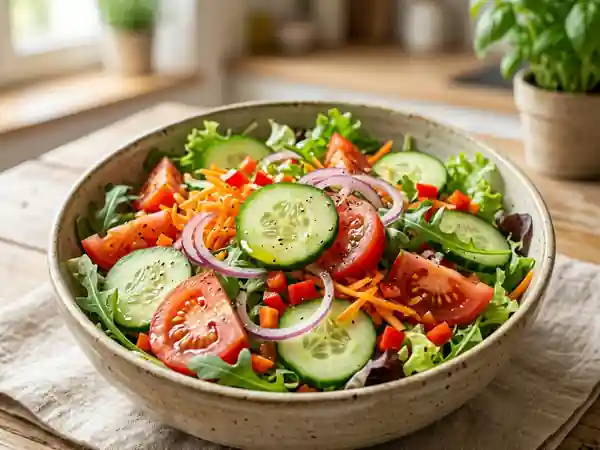 Salade fraîcheur aux légumes croquants et vinaigrette légère - Photo de présentation