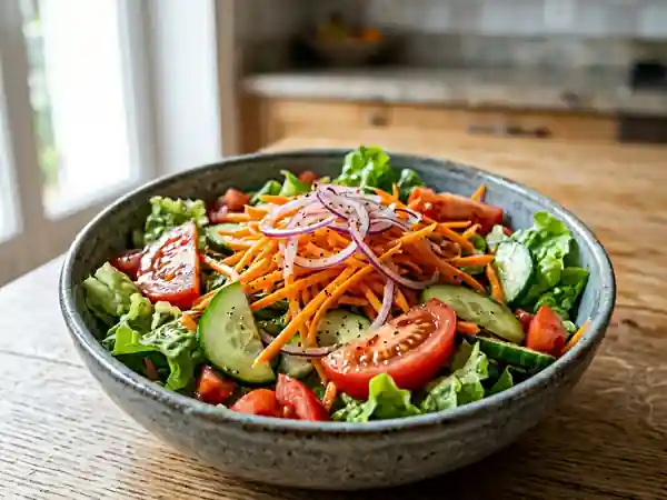 Salade fraîcheur aux légumes croquants et vinaigrette maison - Photo de présentation