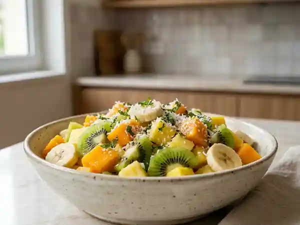 Salade de fruits tropicaux coco & menthe - Photo de présentation