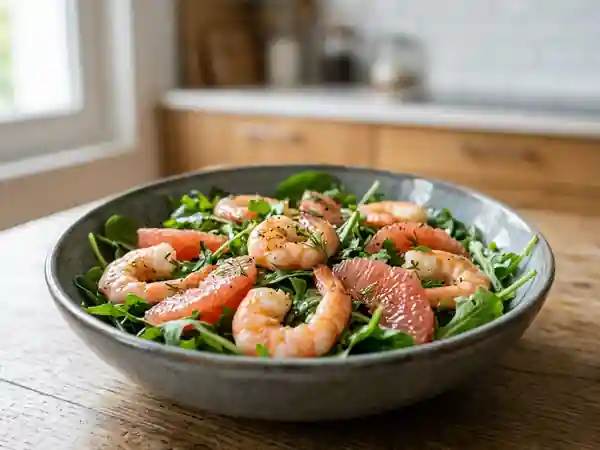 Salade de crevettes et pamplemousse acidulé - Photo de présentation