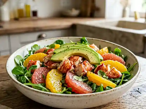 Salade fraîcheur de homard aux agrumes et avocat - Photo de présentation
