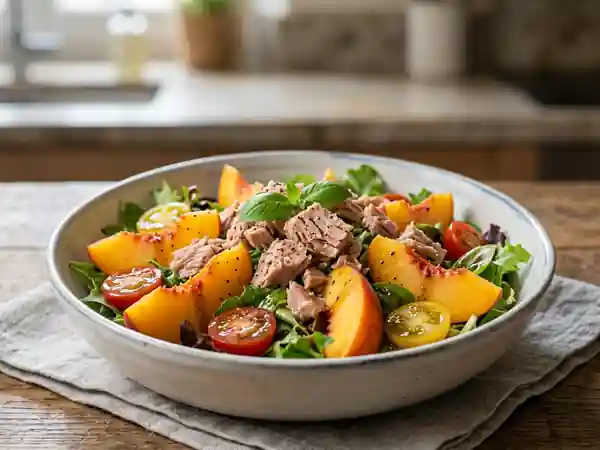 Salade de pêches fondantes au thon - Photo de présentation