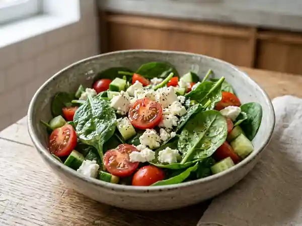 Épinards frais et feta fondante - Photo de présentation