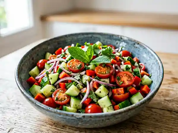 Salade fraîcheur estivale aux légumes croquants et herbes aromatiques - Photo de présentation