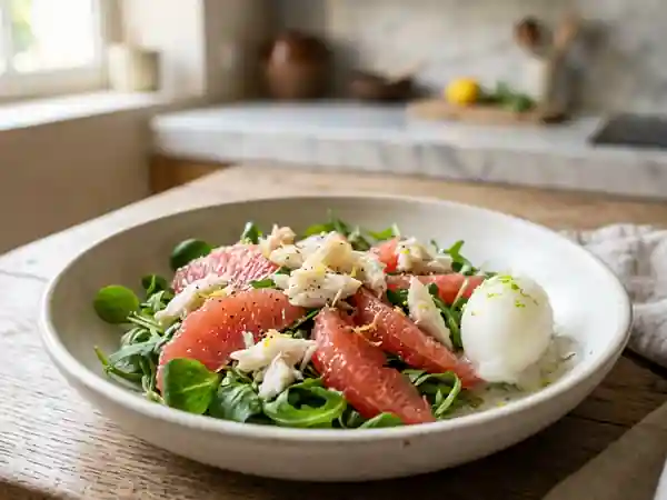 Salade fraîcheur crabe, pamplemousse et sorbet - Photo de présentation