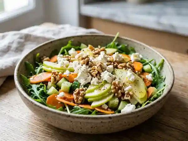 Salade croquante pomme, feta et noix - Photo de présentation