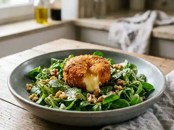 Salade gourmande aux crottins de Chavignol frits - Photo de présentation