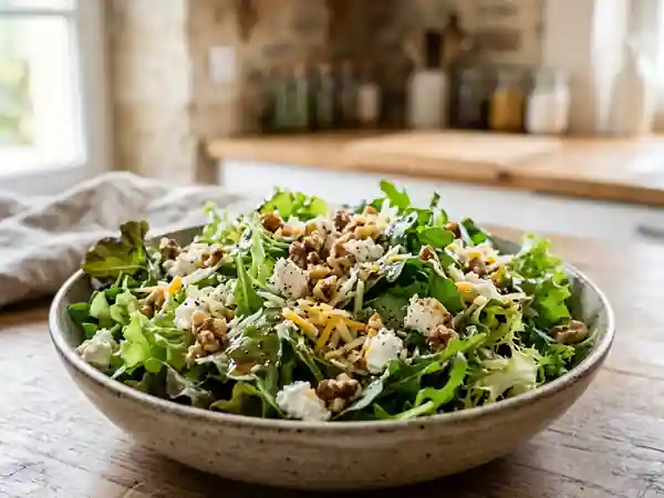Salade chèvre-emmental aux noix croquantes - Photo de présentation
