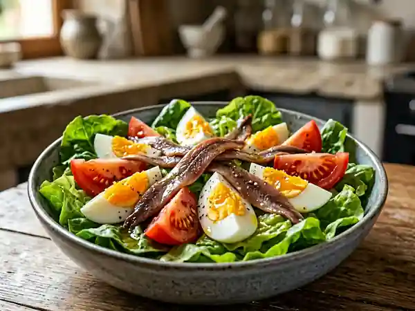 Salade gourmande aux œufs et anchois - Photo de présentation