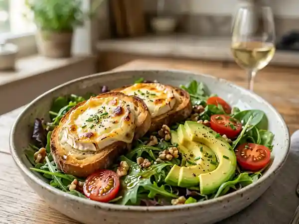Salade de chèvre chaud fondant et avocat - Photo de présentation