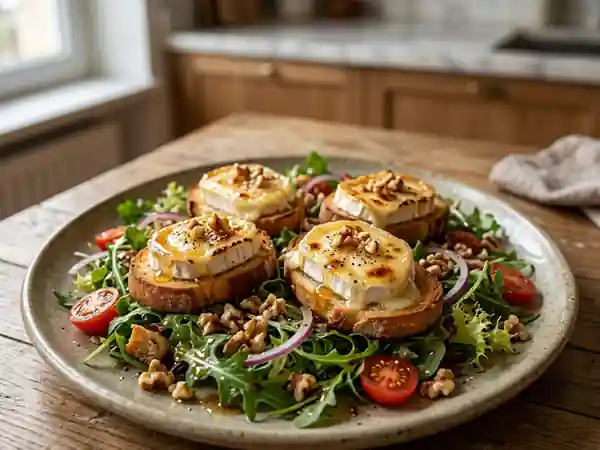 Salade de chèvre chaud fondant et miel - Photo de présentation