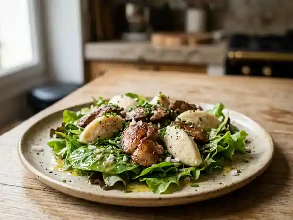 Salade gourmande de foies de volaille aux petites quenelles - Photo de présentation