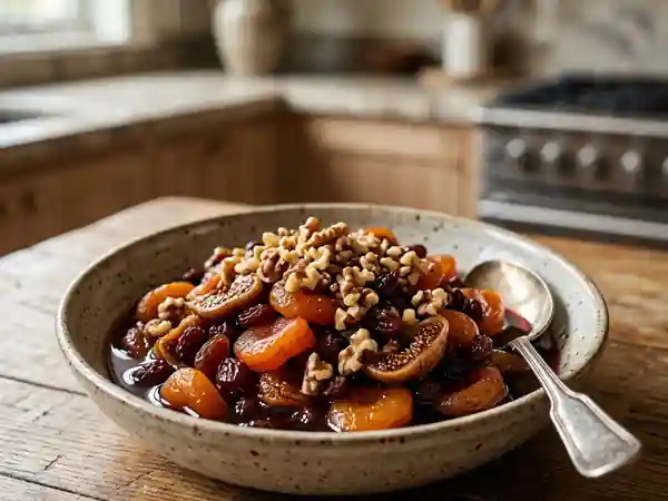 Fruits secs fondants infusés au vin et kirsch - Photo de présentation