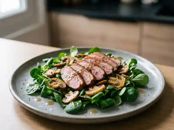 Mâche gourmande au canard et champignons - Photo de présentation