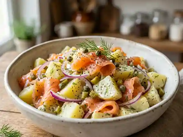 Salade gourmande de pommes de terre au saumon fumé - Photo de présentation
