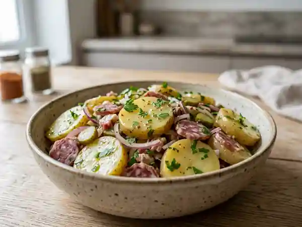 Salade de pommes de terre rustique au saucisson - Photo de présentation