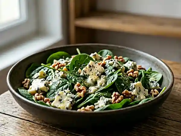 Salade épinards, gorgonzola crémeux et noix - Photo de présentation