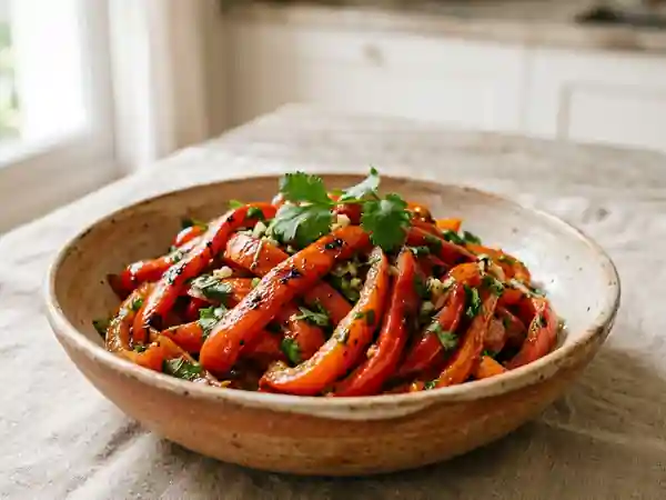 Salade marocaine de poivrons grillés aux saveurs méditerranéennes - Photo de présentation