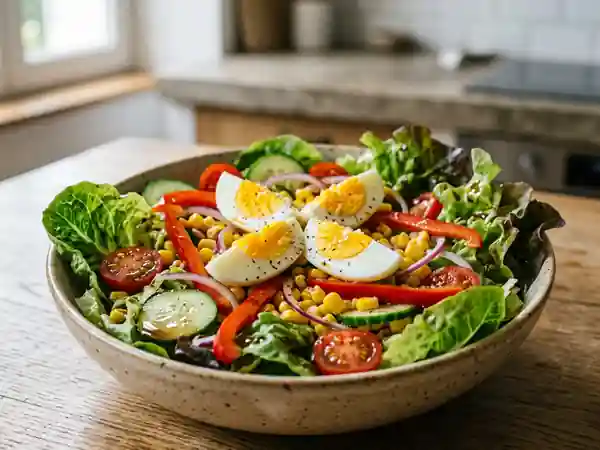 Salade croquante au maïs et œuf fondant - Photo de présentation