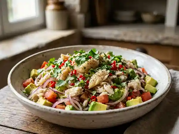 Salade piquante avocat et morue : fraîcheur et saveurs intenses - Photo de présentation
