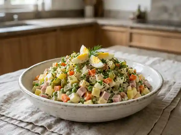 Salade russe traditionnelle du patriarche : recette authentique et savoureuse - Photo de présentation