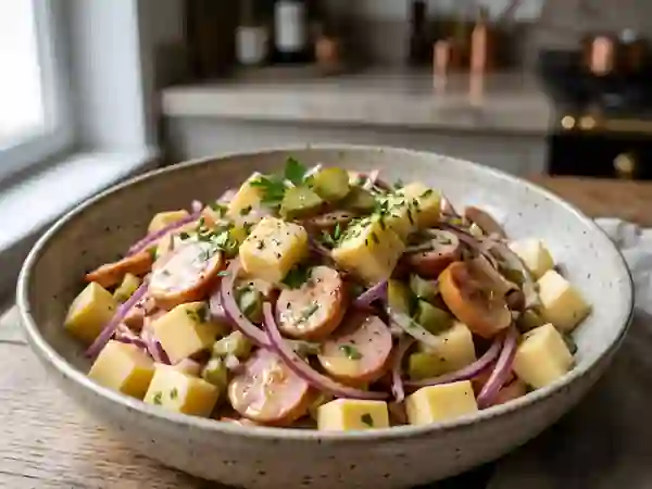 Salade rustique gouda et cervelas fumé - Photo de présentation