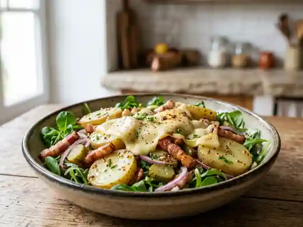 Salade savoyarde gourmande au fromage et lardons - Photo de présentation