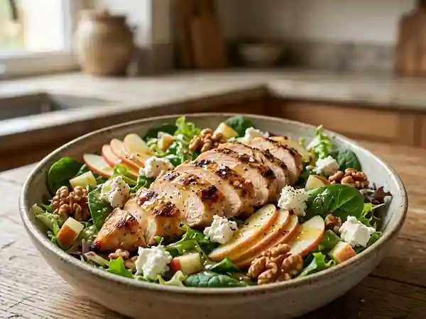 Salade sucrée-salée pomme et poulet : fraîcheur et gourmandise - Photo de présentation