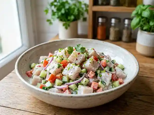 Salade tahitienne fraîche au poisson cru mariné - Photo de présentation