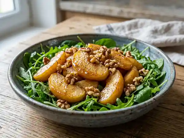 Salade tiède de pommes caramélisées et noix - Photo de présentation