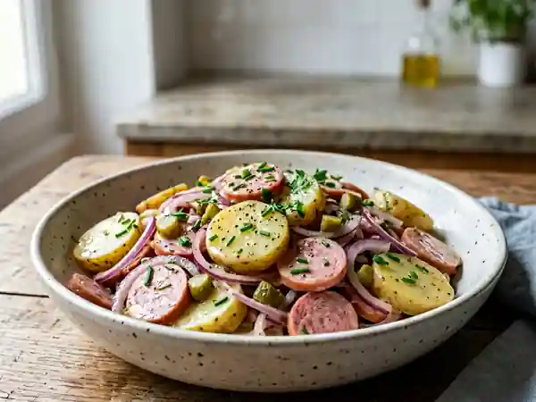 Salade tiède de pommes de terre et cervelas - Photo de présentation