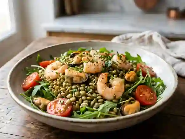 Salade tiède iodée aux lentilles croquantes - Photo de présentation