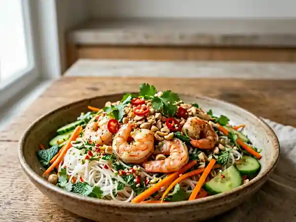 Salade Bo Bun aux crevettes et cacahuètes - Photo de présentation