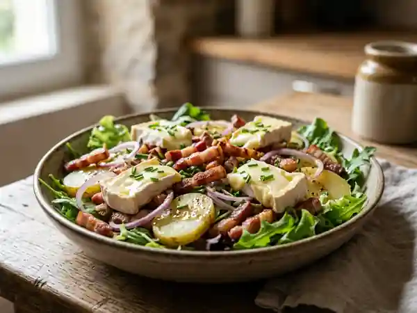 Salade vosgienne gourmande au lard fumé et munster - Photo de présentation