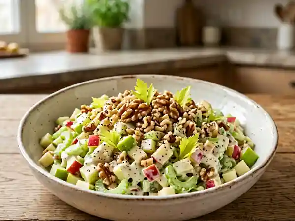 Salade Waldorf classique aux pommes et céleri - Photo de présentation