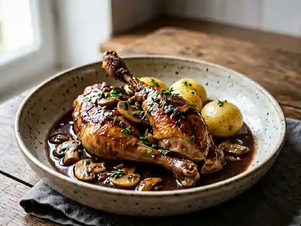 Salmis de faisan fondant au vin rouge et crème - Photo de présentation